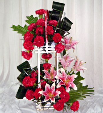 Pink Lillies N Carnation Arrangement