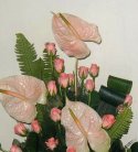Lovely Pink Roses n Anthurium Arrangement