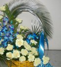 Exotic Blue Orchid N Yellow Carnation Basket