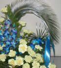 Exotic Blue Orchid N Yellow Carnation Basket
