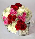 Mix Colorful Roses in Vase