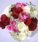 Mix Colorful Roses in Vase
