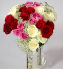Mix Colorful Roses in Vase