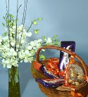 Elegant White Orchids Vase N Chocolates