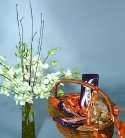 Elegant White Orchids Vase N Chocolates