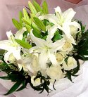 Romantic White Lily N Rose Bouquet