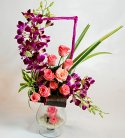 Splendid Purple Orchid N Rose Arrangement