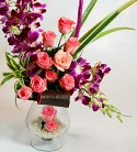 Splendid Purple Orchid N Rose Arrangement