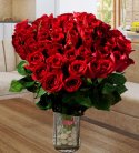 Extravagant 50 Red Roses Arrangement In Vase