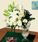 White Elegance of Lilies N Roses