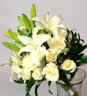 White Elegance of Lilies N Roses